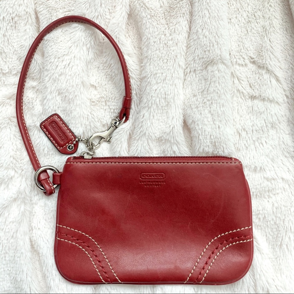 Coach red Leather Wristlet
